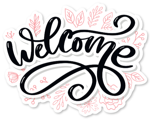 Sticker met het woord Welcome in handschrift