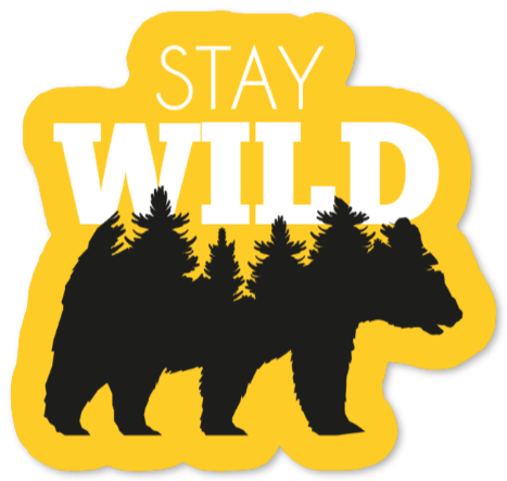 Sticker met beer en tekst Stay Wild